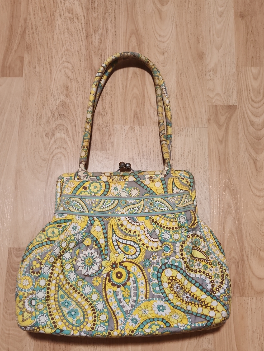 Retited Vera Bradley Lemon Paisley Yellow Shoulder Bag